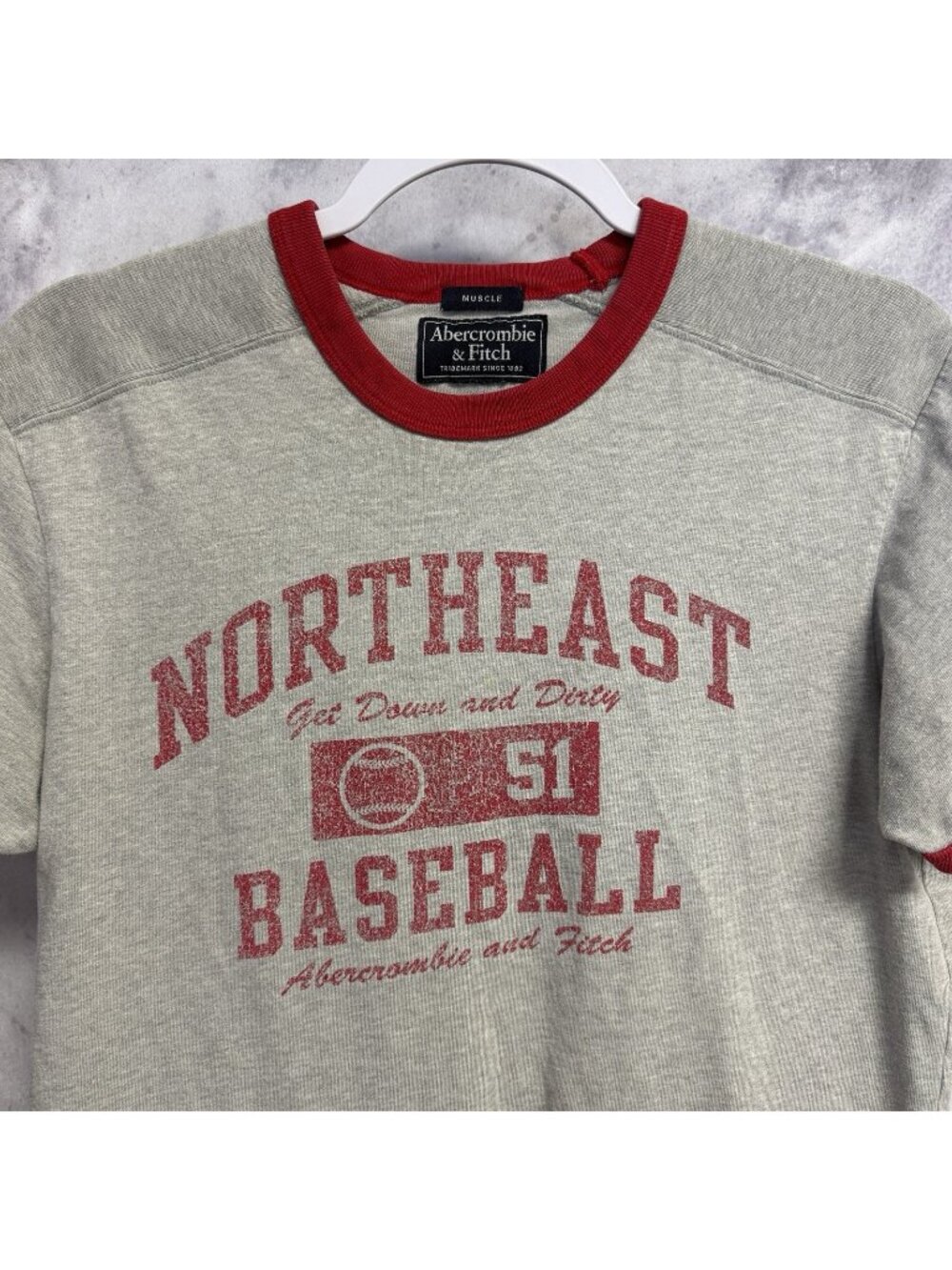 Vintage Abercrombie & Fitch Muscle T Shirt Mens M Ringer Y2K Northeast Baseball